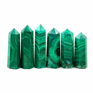 Punta de Cristal de Malaquita Natural, Varita Curativa de Malaquita Verde con Bandas, Puntero para Reiki, Meditación, Decoración Energética, Venta al por Mayor - Product Image 1