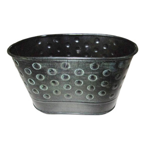Galvanise Round Garden <b>Bucket</b> With Handle Green Color Finished Smart Garden Planter Garden Accessories - Product Image 3