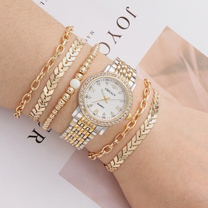 6260 - Juego de 5 Pulseras - Reloj de Pulsera de Cuarzo con Diamantes de Lujo de Acero Inoxidable para Mujer - Product Image 5