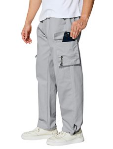 Pantalon cargo homme personnalisé respirant taille mi-haute, multi-poches, style streetwear, jogger, pour l'extérieur - Product Image 5