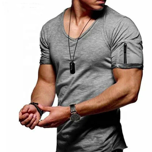 Camiseta Deportiva Ajustada con Cuello en V, Transpirable, Elástica, con Bolsillo con Cremallera, para Gimnasio, Ropa Casual, Ropa Deportiva y para Entrenamiento - Product Image 5