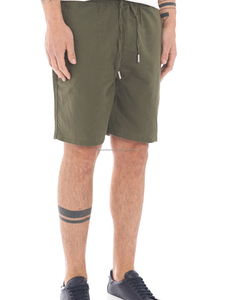 Lightweight Men's Solid Olive Green Casual Bermuda <b>Shorts</b> With Drawstring Closure Mid Waist Breathable Oxford Fabric Woven Style - Product Image 1