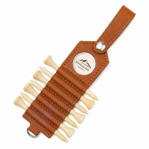 Étiquette de sac de golf en cuir avec logo personnalisé en relief et porte-tee, vente en gros - Product Image 5