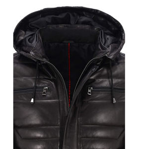 <b>Mens</b> Leather Puffer <b>Jacket</b> Water Resistant Quilted Winter Coat Warm Insulated Outdoor Casual Fashion Custom - Product Image 4