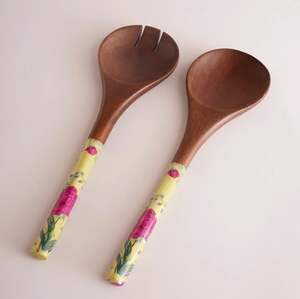 Nouvelles cuillères à salade ou cuillères à service en bois émaillé à long manche, pour la maison ou la restauration - Product Image 1