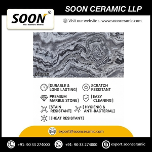 SOON CERAMIC Prix direct usine BLACK WAVE 3D-1 Grande dalle de comptoir en quartzite polie moderne et écologique - Product Image 4