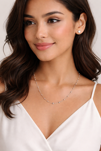 Collier en argent sterling 925, minimaliste, classique, avec chaîne à maillons sertis, élégant, pour femme, cadeau de mariage ou de fête, léger - Product Image 4