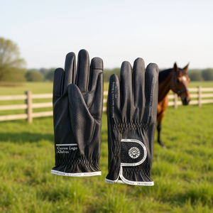 Guantes de equitación Sarino personalizados de cuero sintético con pantalla táctil, puño con ribete de marca en el dedo índice, unisex, para verano - Product Image 3