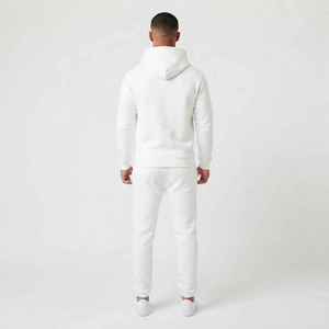 Survêtement blanc à capuche pour homme, manches longues, couleur unie, tenue décontractée avec poche avant et logo, coupe classique, saison automne - Product Image 2