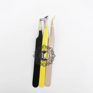 Pince à épiler professionnelle en acier inoxydable doré, faite à la main, pour extensions de cils, avec pointe à prise diamantée, logo personnalisé, revêtement en poudre multiple - Product Image 6