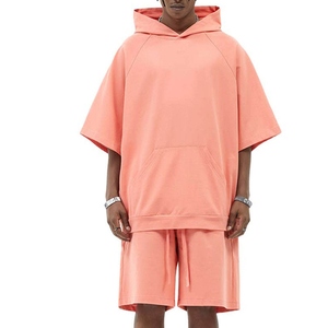Conjunto de Sudadera con Capucha y Pantalones Cortos Casuales para Hombre, Corte Holgado, Felpa de Algodón, Ropa Deportiva de Dos Piezas, Logotipo Personalizado, Proveedor Mayorista, Calidad Premium - Product Image 1
