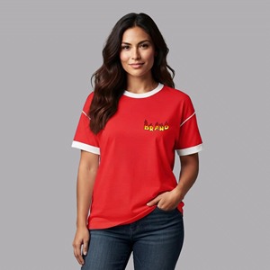 เสื้อยืดคอกลมผู้หญิงผ้าฝ้าย 100% แบบสั่งทำพิเศษ พิมพ์ลายโลโก้ด้วยผ้าไหม  ตกแต่งด้วยอุปกรณ์เสริม  เป็นมิตรกับสิ่งแวดล้อม ใส่สบายๆ ในฤดูร้อน ทรงปกติ - Product Image 1