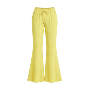 Pantalones Acampanados Personalizados para Mujer, Cintura Media Elástica, 100% Algodón, Ecológicos, Fabricante de Ropa OEM ODM, Venta al Por Mayor - Product Image 1