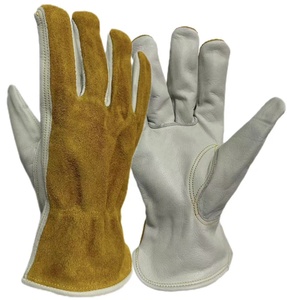 Guantes de Seguridad de Cuero, Resistentes al Desgaste, Blancos y Amarillos, para Actividades al Aire Libre, Unisex, Estilo Pull-On - Product Image 2