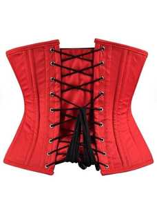 Corsé de algodón rojo para mujer, faja moldeadora sin costuras con control firme, diseño de gancho y ojal, transpirable, control de abdomen, talla estándar para adulto - Product Image 3