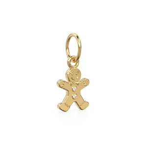 Breloque en or massif Homme en pain d'épices / Biscuit de Noël en or / Bijou de fête / Breloque pour bracelet ou collier / pour elle - Product Image 6