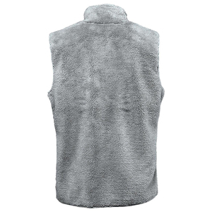 Chaleco de lana Sherpa de invierno para hombre, cuello alto, cierre de cremallera, ropa exterior informal cálida con bolsillos laterales, color sólido - Product Image 2