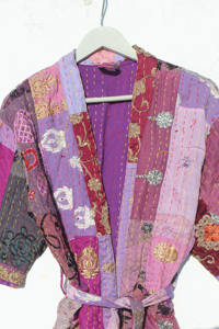 Kimono indio hecho a mano de algodón kantha para mujer y hombre, elegante ropa de playa, bata de baño estilo japonés con patchwork, regalo para ella. - Product Image 3