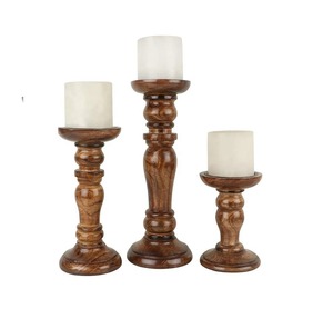 Élégant support à bougies en bois, décoration rustique moderne pour la maison, décoration de table de mariage - Product Image 6