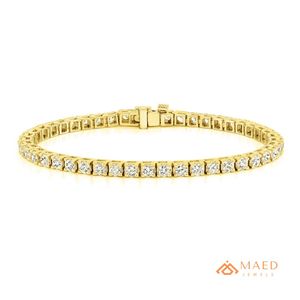Pulsera de Moissanita para Mujer, Brazalete de Oro con Cadena Fina, Joyería de Moda, Piedra Redonda, Accesorios Elegantes, Estilo Moderno - Product Image 1