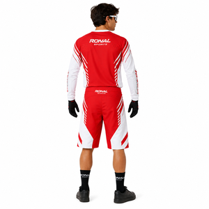 RONAL SPORTS Short de cyclisme pour homme rouge et blanc, ajusté, séchage rapide, imprimé par sublimation, vêtements de sport d'extérieur - Product Image 4
