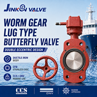 Vanne papillon marine JINKON VALVE à double excentrique à vis sans fin, disque en bronze Al, PN10 PN16, certifiée DNV CCS
