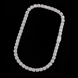 Collier tennis de luxe en moissanite, chaîne à maillons carrés sertie de pierres, en argent 925, bijou de déclaration étincelant, pièce de mode élégante - Product Image 5