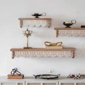 Floating Wood Wall <b>Shelf</b> Curved Storage Unit Living Room Wall Mounted Adjustable Modern <b>Bedside</b> Nightstand Organizer - Product Image 5