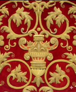 High Quality Handmade Embroidery Tapestry <b>Red</b> Velvet Fabric Custom Size Wall Hanging Embroidered Tapestry - Product Image 2