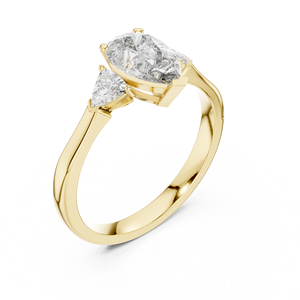 Anillo de Compromiso de Tres Piedras con Moissanita Corte Pera, Plata de Ley 925, Chapado en Oro Amarillo, Anillo de Boda para Mujer - Product Image 3