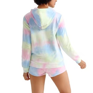High Quality Winter Women's 100% Cotton Sweatshirts & Hoodies 2-Piece Casual Sports <b>Sets</b> with Long Sleeve Hoodies and Shorts - Product Image 2