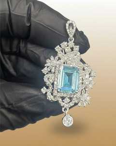 Colgante de Moissanita Copo de Nieve, Plata 925 con Baño de Rodio, Corte Esmeralda, Dije de Diamante, Joyería de Lujo para Boda de Mujer - Product Image 3