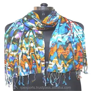 2024 Fashion style soft custom design printing viscose printed shawl ladies summer shawls scarves wholesale for women