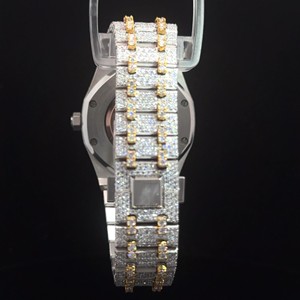 Reloj de Lujo con Diamantes para Hombre, Estilo Hip Hop, Reloj de Pulsera de Cuarzo, Acero Inoxidable, Personalizado con Moissanita - Product Image 3