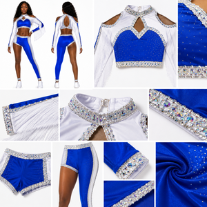 Ensemble complet personnalisé pour majorettes : veste de réchauffement, leggings, tenue d'entraînement, uniforme de cheerleading en gros - Product Image 3