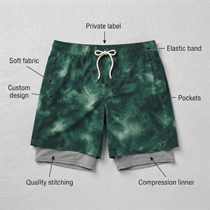 Double <b>Layer</b> Men's Printed Running Shorts for Summer Workout Gym Sportswear Private Label Athletic Fitness Short - Product Image 5