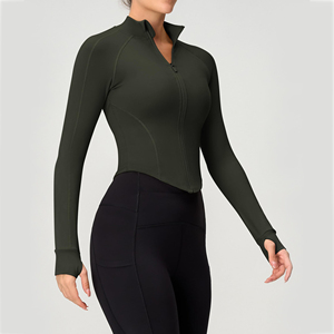 New <b>Yoga</b> <b>Jacket</b> for Workout and Fitness Women Stretch Fabric with Thumb Holes Designed for Running Gym and Outdoor Sports - Product Image 3