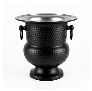 Seau à glace vintage en métal rond, résistant à la rouille, avec deux poignées, pour refroidir les boissons, seau à champagne pour mariage - Product Image 5