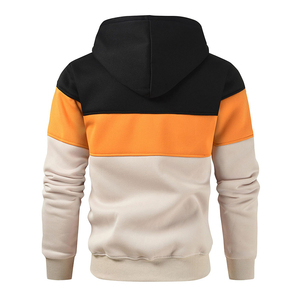 Men's Color Blocking Hooded Sweatshirt Regular Fit Casual Autumn Wear Black Orange Beige Knitted Cotton Polyester BRG <b>Makers</b> - Product Image 5