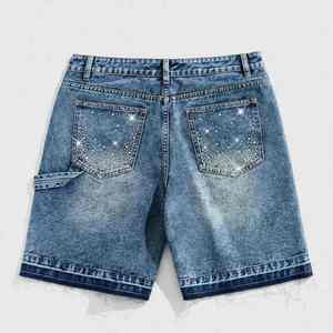 Men's Denim Cargo Shorts <b>Mid</b> Waist Breathable Casual Bermuda Shorts 100% Cotton Quick Dry - Product Image 2