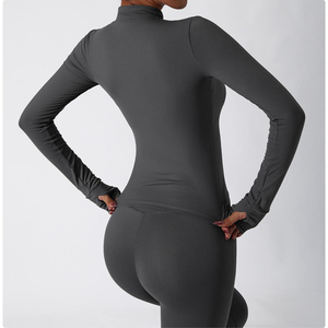 Custom Sportswear New Spandex High Waist Yoga Wear <b>Womens</b> Gym <b>Jacket</b> Seamless Long Sleeve Activewear Set - Product Image 3