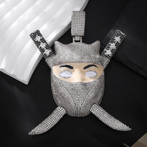 Pendentif Crâne de Pirate en Moissanite pour Homme, Argent 925, Masque Couronné Givré, Bijou Hip Hop Tendance, Collier Léger - Product Image 3