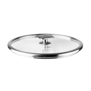 Coperchio in vetro con bordo in acciaio inox per pentole da zuppa e brodo - Product Image 1