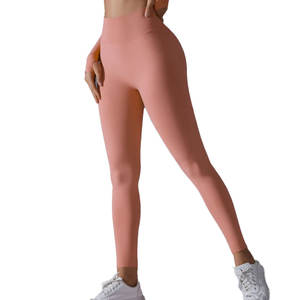 Leggings de gymnastique pour femmes sur mesure de haute qualité taille élastique Spandex/pantalon de yoga en nylon motif solide - Product Image 6