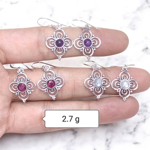 Pendientes Finos de Plata de Ley 925 con Corindón y Rubí Cabujón MYS-E159, Joyería India Personalizada OEM ODM de Marca Privada para Mujer - Product Image 1