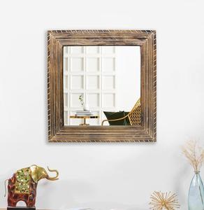 <b>Square</b> Wooden Wall Mirror Rustic <b>Framed</b> Decorative Home Accent 6mm Thickness - Product Image 5