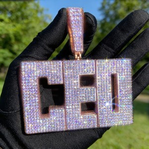 Colgante con Letra KING, Plata 925, Chapado en Oro y Rodio, Micro Pavé de Perlas, Estilo Hip Hop, Unisex, para Uso Diario, de la India - Product Image 5