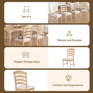 Set da Pranzo Vintage Tradizionale 6 Pezzi con Tavolo Allungabile da 82,7 Pollici, Prolunga Rimovibile da 23,6 Pollici e Sedie Imbottite da 50,4 Pollici - Product Image 3