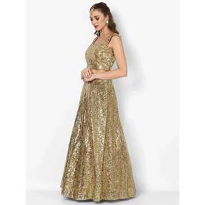 Gold Sequence Embroidered <b>Art</b> Silk Evening Lehenga Choli - Product Image 5