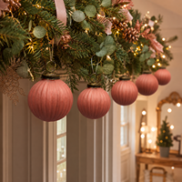 Adorno de Vidrio Acanalado Rosa Moderno Hecho a Mano de 2''x3'', Colgante Duradero para Árbol de Navidad y Decoración del Hogar Vinita Impex VI-73